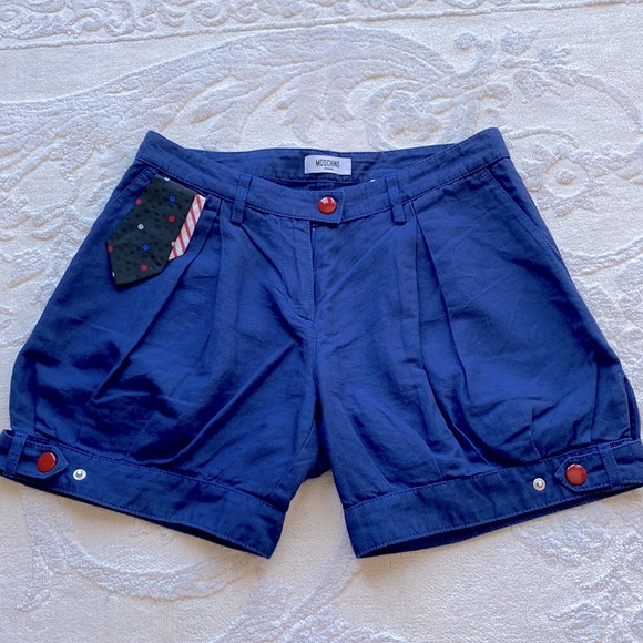 Moschino Jeans Linen Shorts in Navy color - Picture 1 of 8